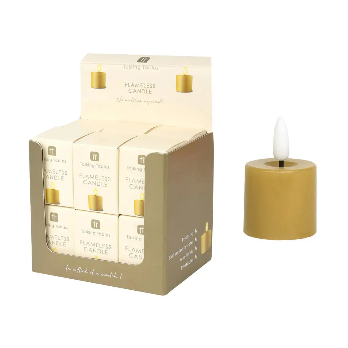 Πλαϊνή όψη μεταλλικού LED tealight - Phos & Gaia