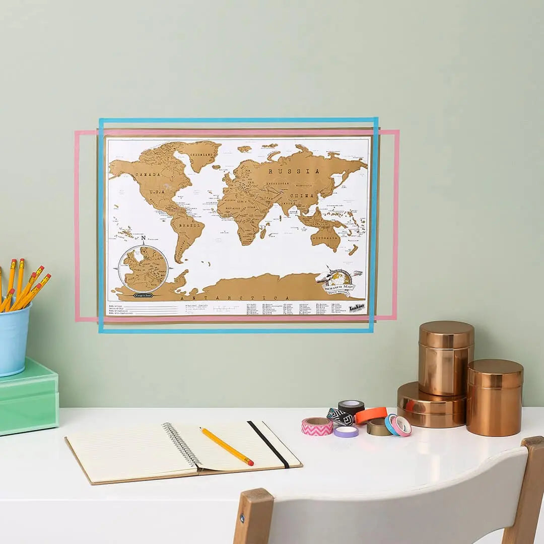 Scratch Map Travel σε κρέμαση με washi tape