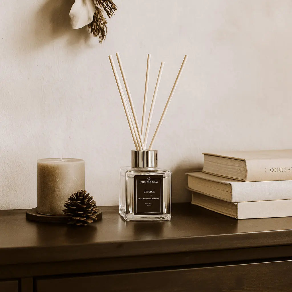 Λεπτομέρεια μπαμπού sticks στο diffuser Marshmallow Espresso - Phos & Gaia