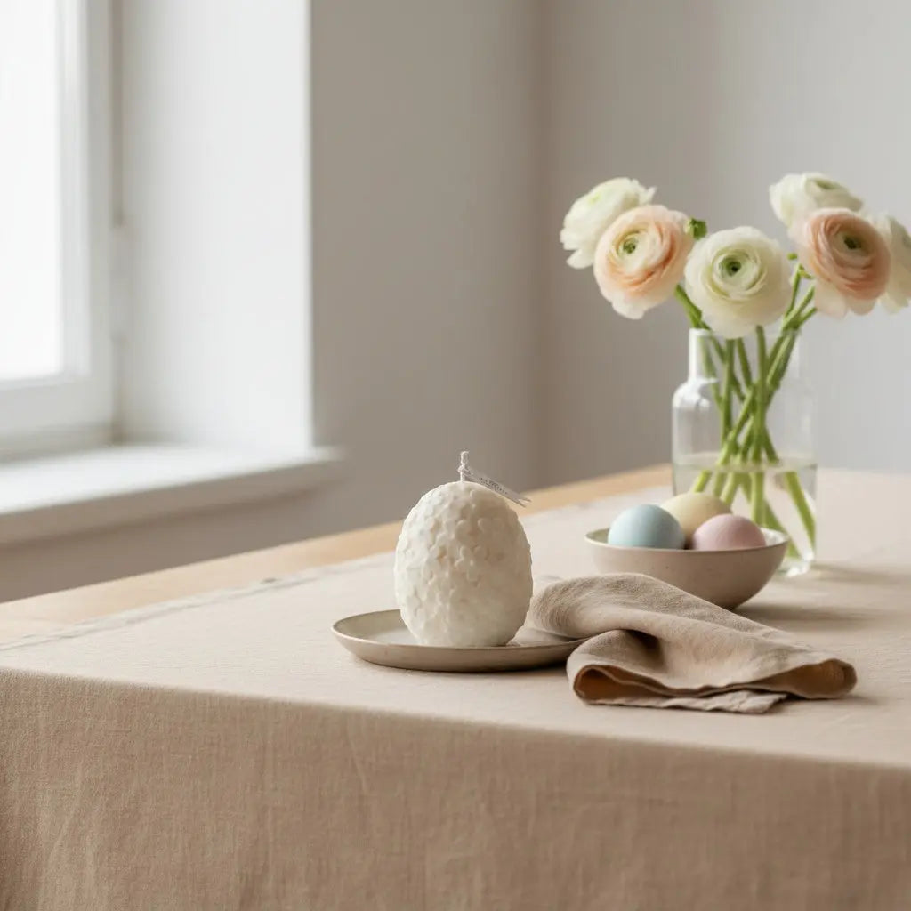 Αρωματικό Κερί Αυγό | Με Ανάγλυφο Λουλουδάτο Σχέδιο Phos & Gaia