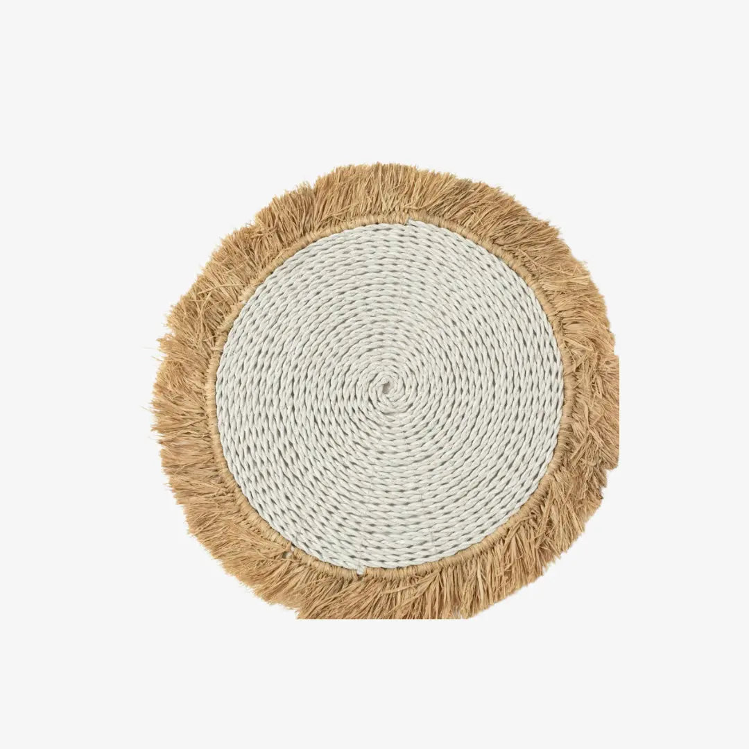 Στρογγυλό σουπλά boho χειροποίητο από seagrass και raffia - Phos & Gaia