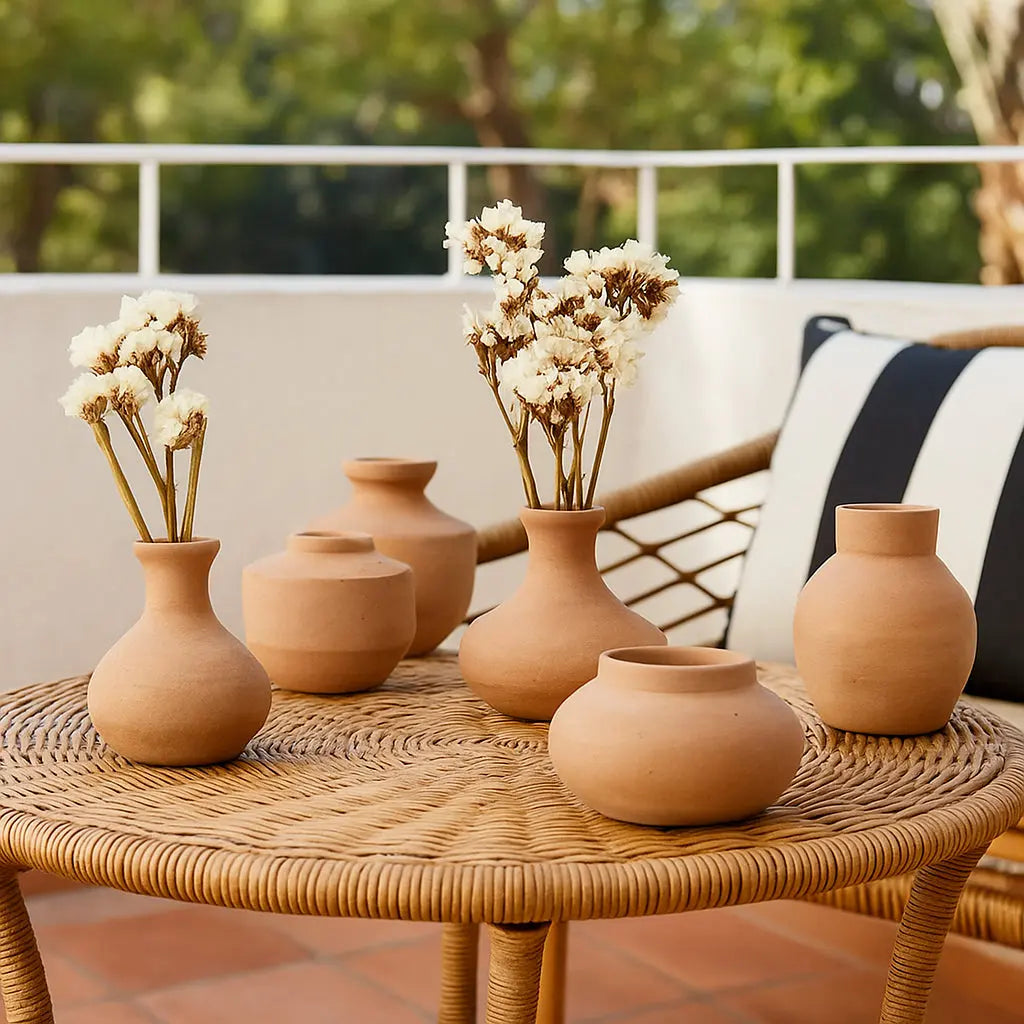 Σετ Διακοσμητικά Βάζα THEO | Χειροποίητα από Πηλό (6 τμχ) Phos & Gaia