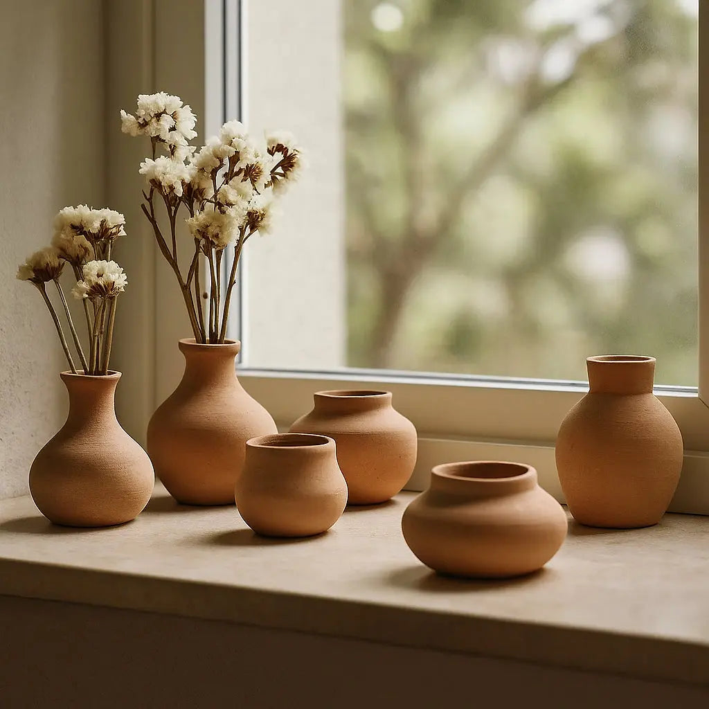 Σετ Διακοσμητικά Βάζα THEO | Χειροποίητα από Πηλό (6 τμχ) Phos & Gaia