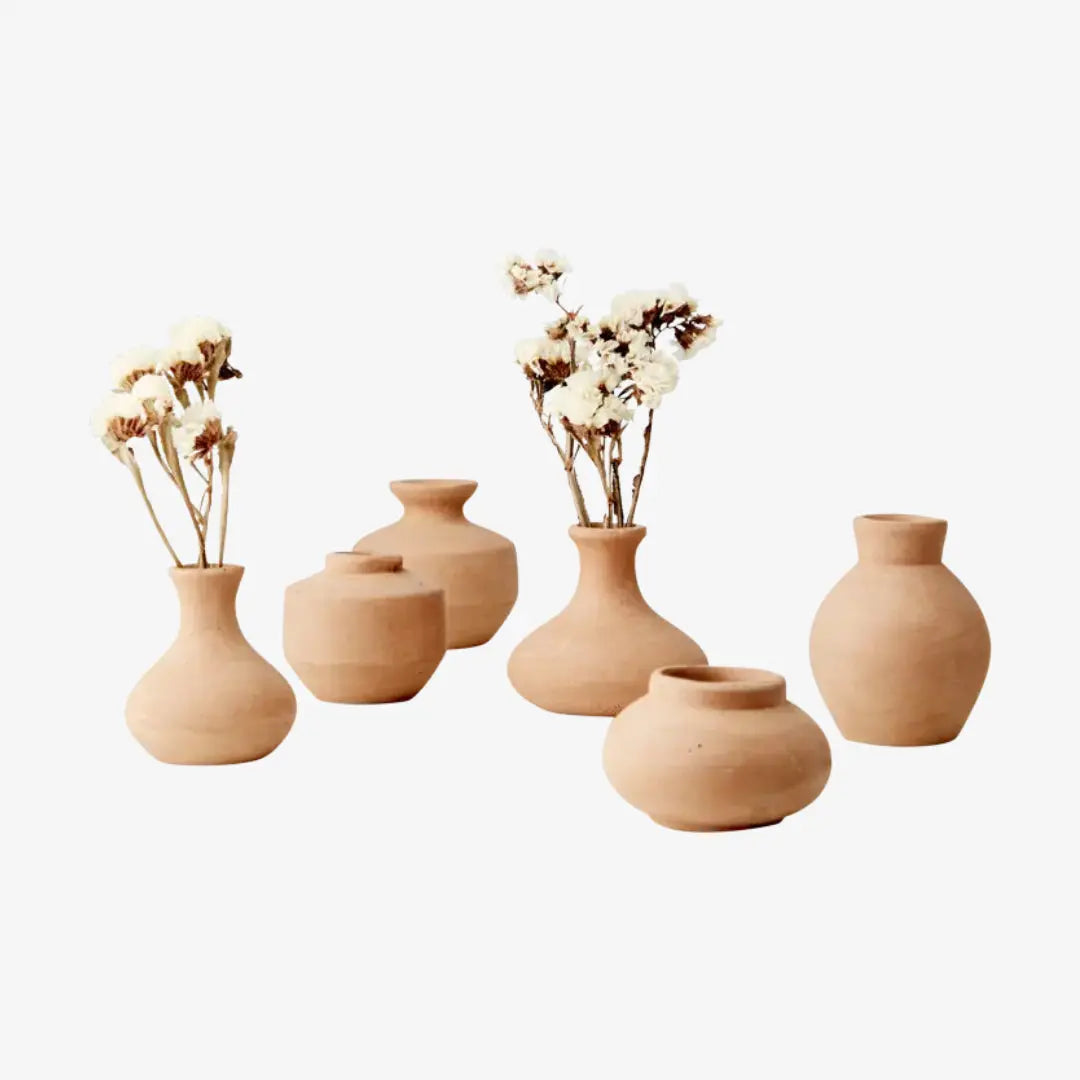 Σετ Διακοσμητικά Βάζα THEO | Χειροποίητα από Πηλό (6 τμχ) Phos & Gaia
