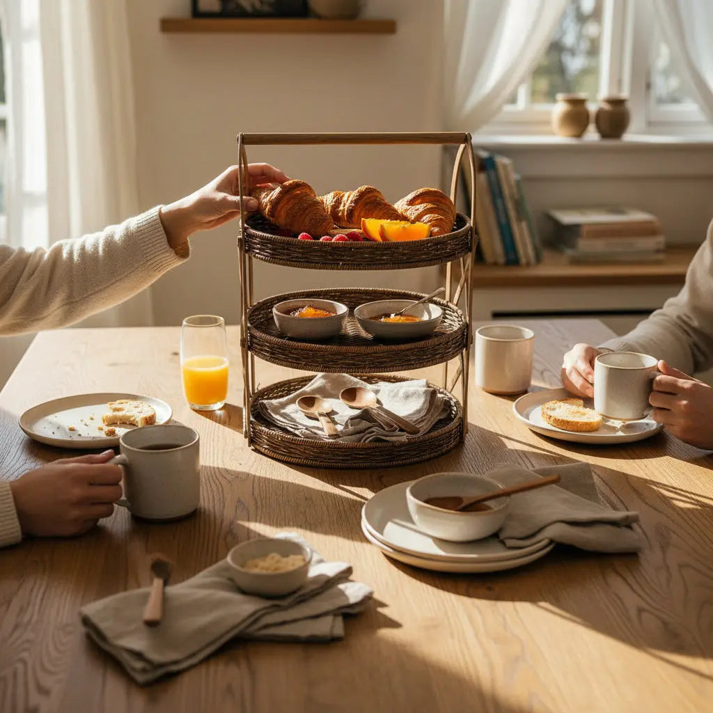 Δίσκος Σερβιρίσματος Τριών Επιπέδων | Από Φυσικό Ρατάν Phos & Gaia