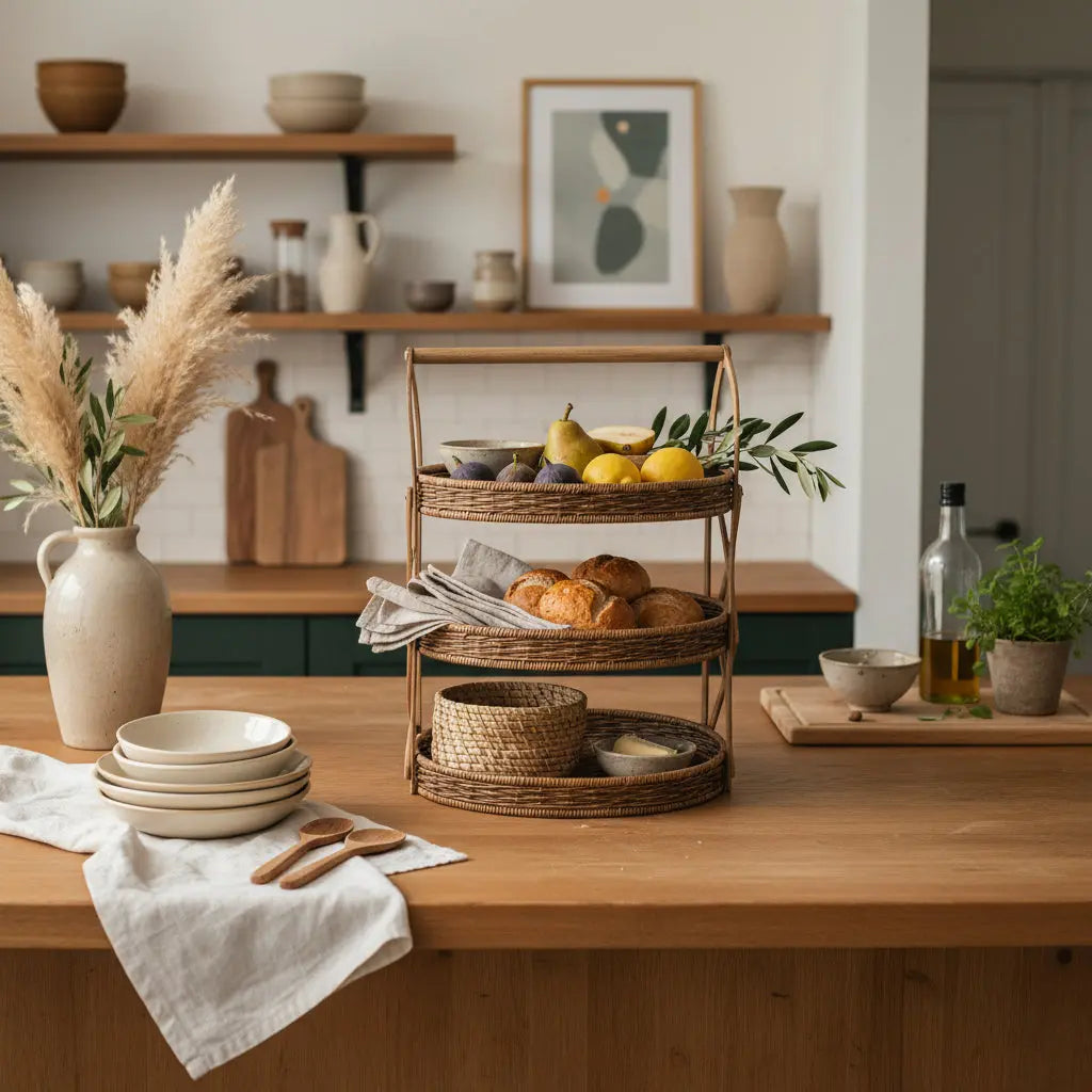 Δίσκος Σερβιρίσματος Τριών Επιπέδων | Από Φυσικό Ρατάν Phos & Gaia