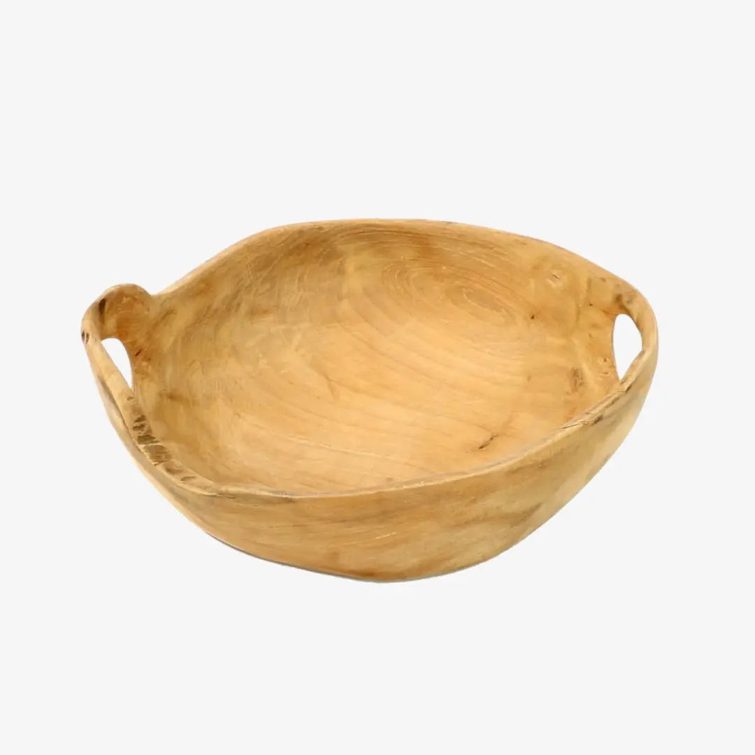 Βαθύς δίσκος-bowl από ξύλο τικ με ενσωματωμένες λαβές - Phos & Gaia