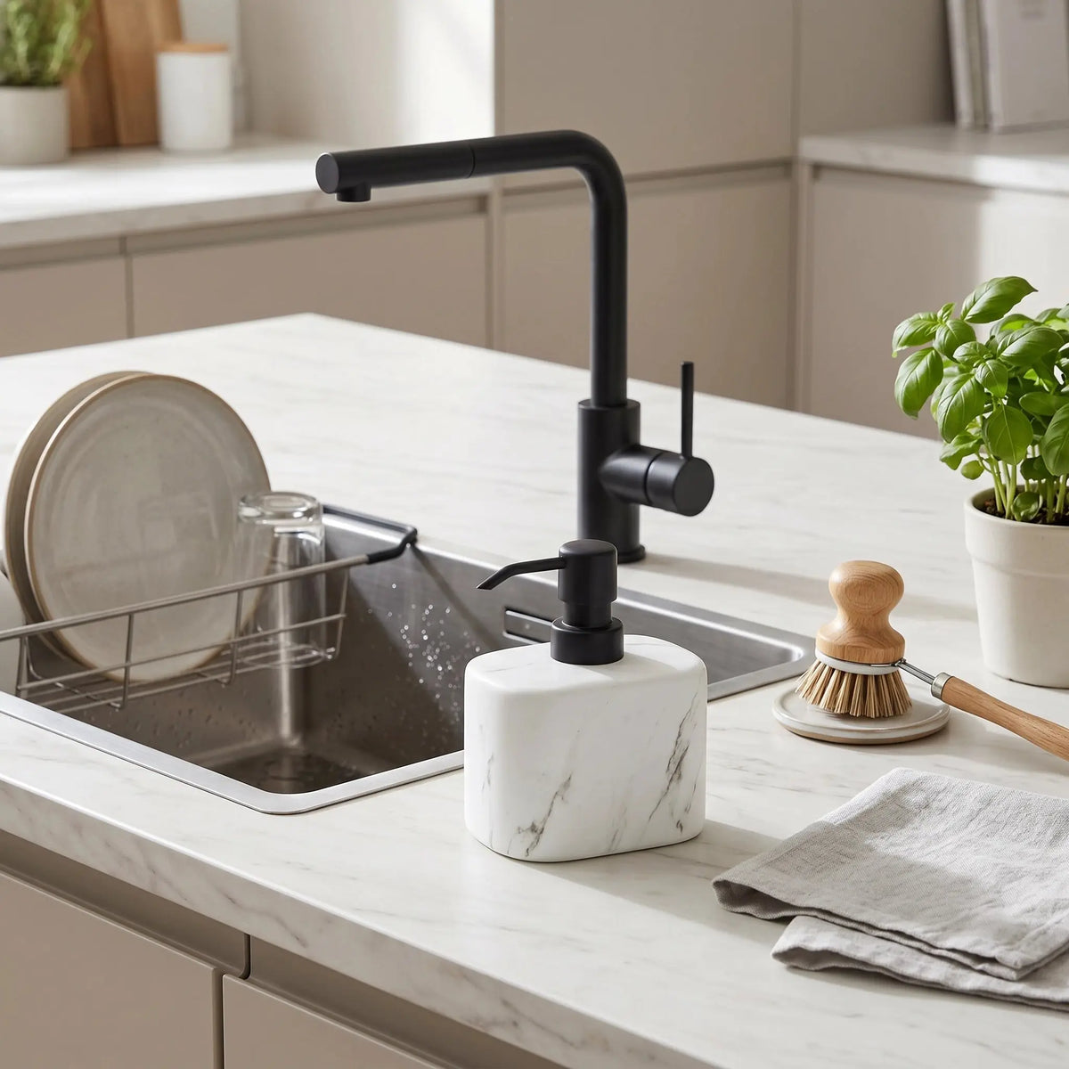 Δοχείο Σαπουνιού Marble | Με Κεραμική Όψη Μαρμάρου Phos & Gaia