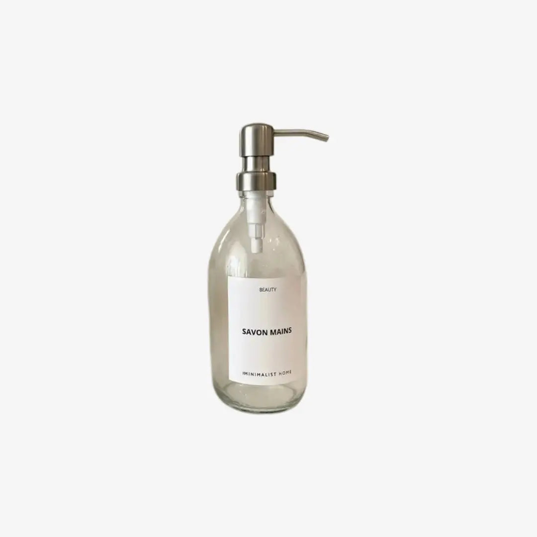 Γυάλινο δοχείο υγρού σαπουνιού 500ml με μεταλλική αντλία - Phos & Gaia