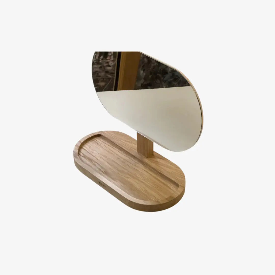 Επιτραπέζιος Καθρέφτης Wonders | Με Οβάλ Επιφάνεια & Ξύλινη Βάση Phos & Gaia