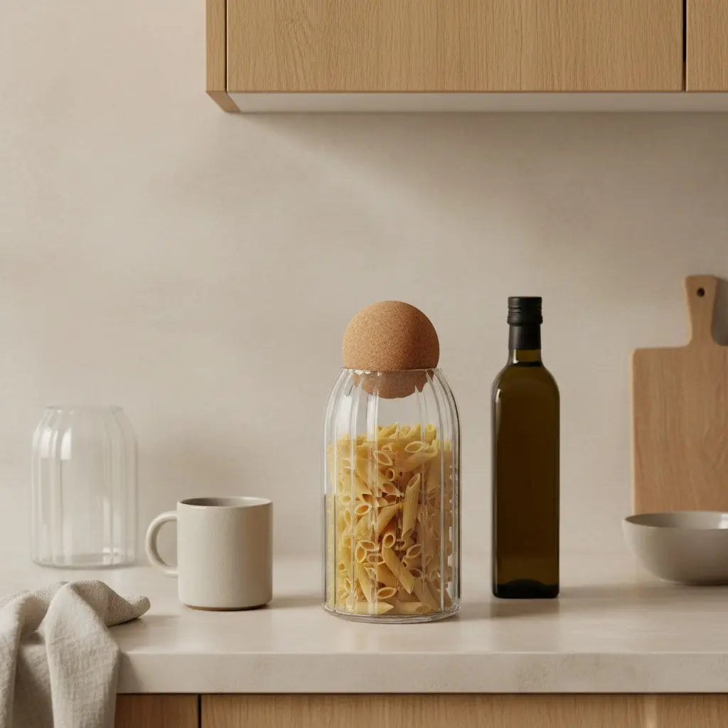 Γυάλινο Δοχείο Αποθήκευσης | Με Καπάκι Φελλού Phos & Gaia