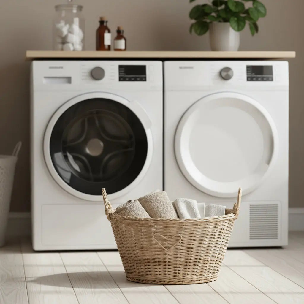 Καλάθι Sisi | Χειροποίητο από Φυσικό Ρατάν με Καρδιά Phos & Gaia