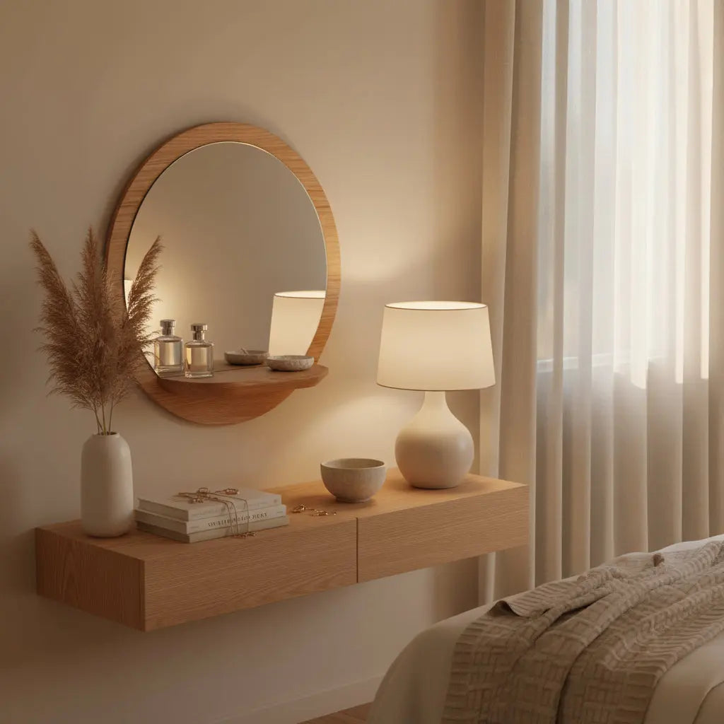 Καθρέφτης Τοίχου Sunrise | Με Ξύλινο Ράφι Phos & Gaia