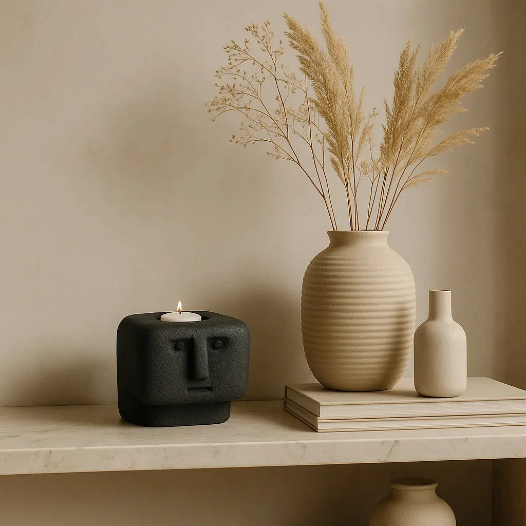 Κηροπήγιο Nyam | Χειροποίητο με Γλυπτική Μορφή Phos & Gaia