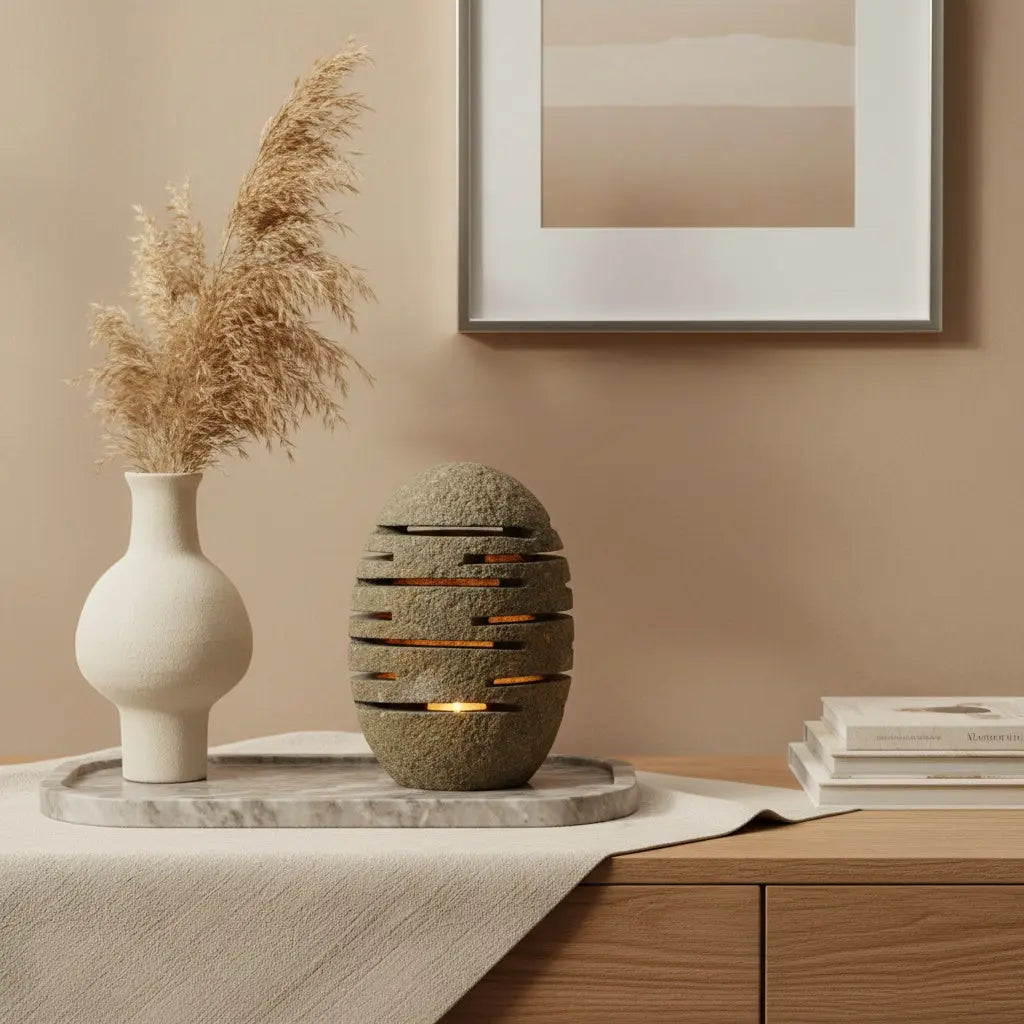 Κηροπήγιο Riverstone | Από Φυσική Πέτρα Ποταμού Phos & Gaia