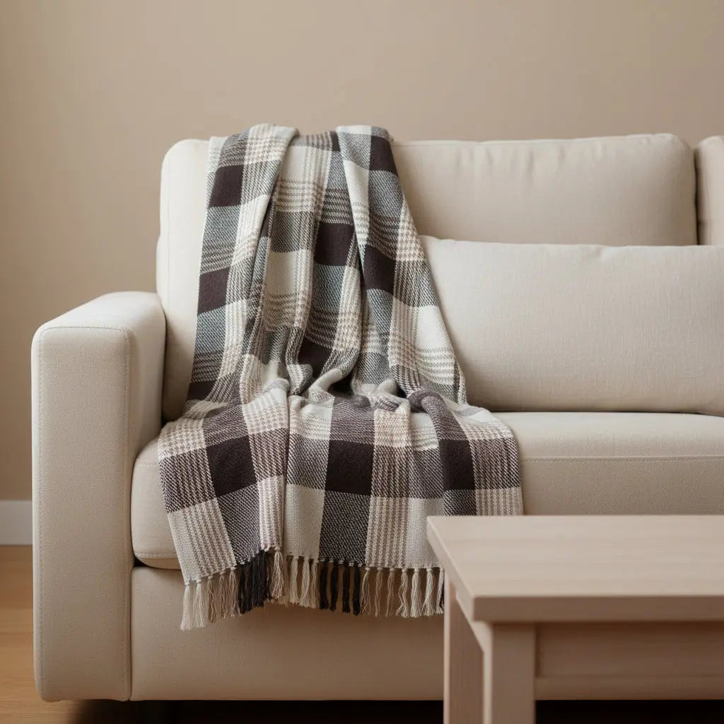 Κουβέρτα Anna | Από Ανακυκλωμένο Βαμβάκι με Γεωμετρικό Μοτίβο Phos & Gaia