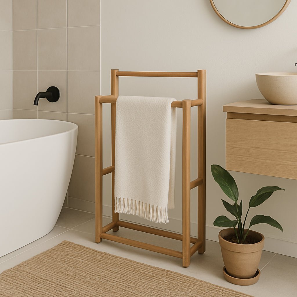 Κρεμάστρα Πετσετών Rustic | Χειροποίητη από Ξύλο Teak με Φυσικό Φινίρισμα - Phos & Gaia