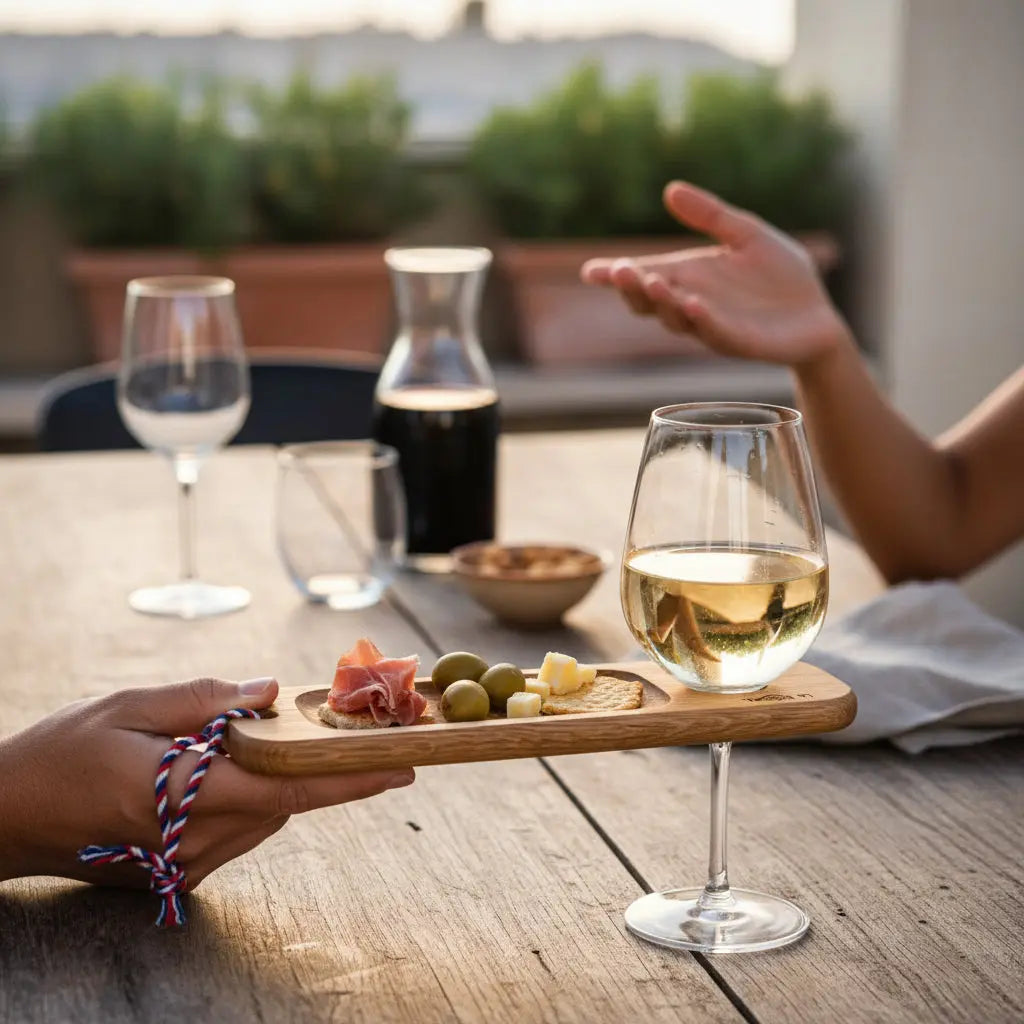 Ξύλινη Πιατέλα Κρασιού | Με Υποδοχή Ποτηριού Phos & Gaia