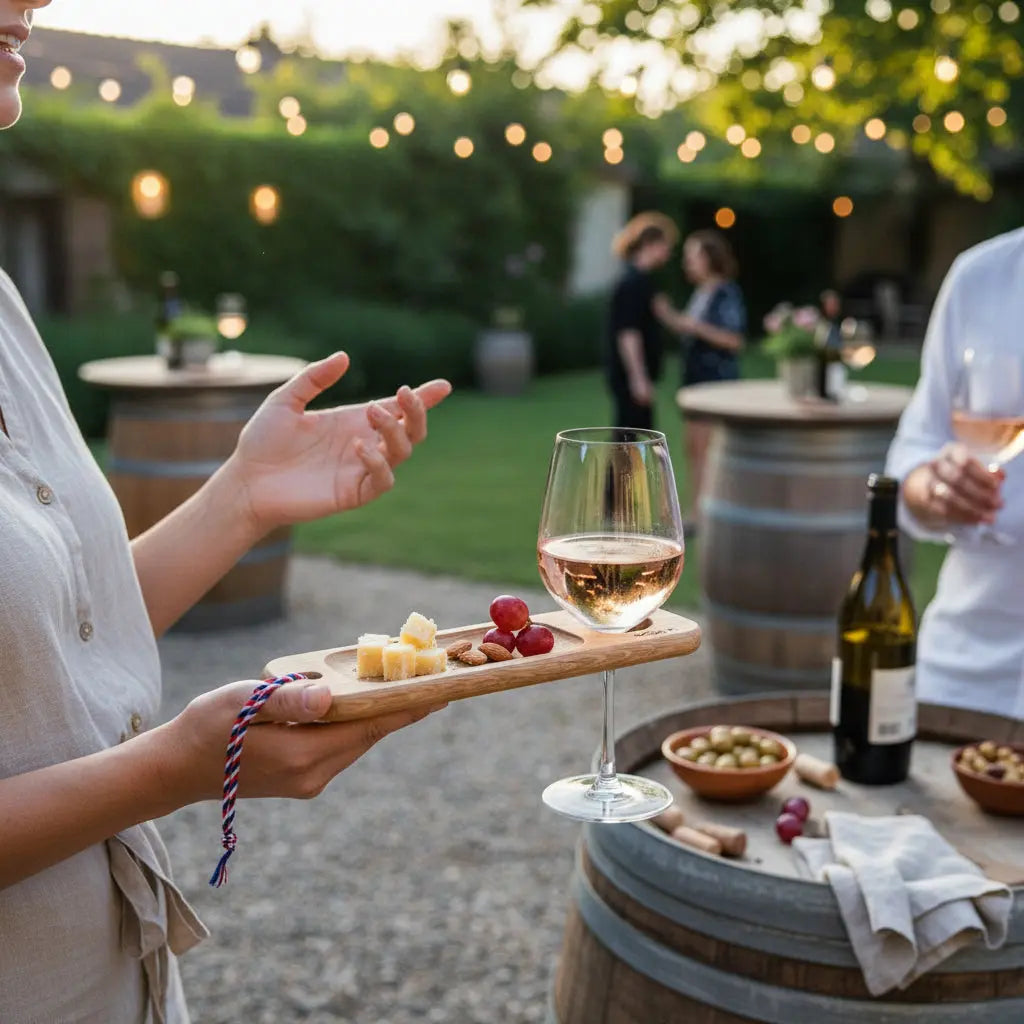 Ξύλινη Πιατέλα Κρασιού | Με Υποδοχή Ποτηριού Phos & Gaia