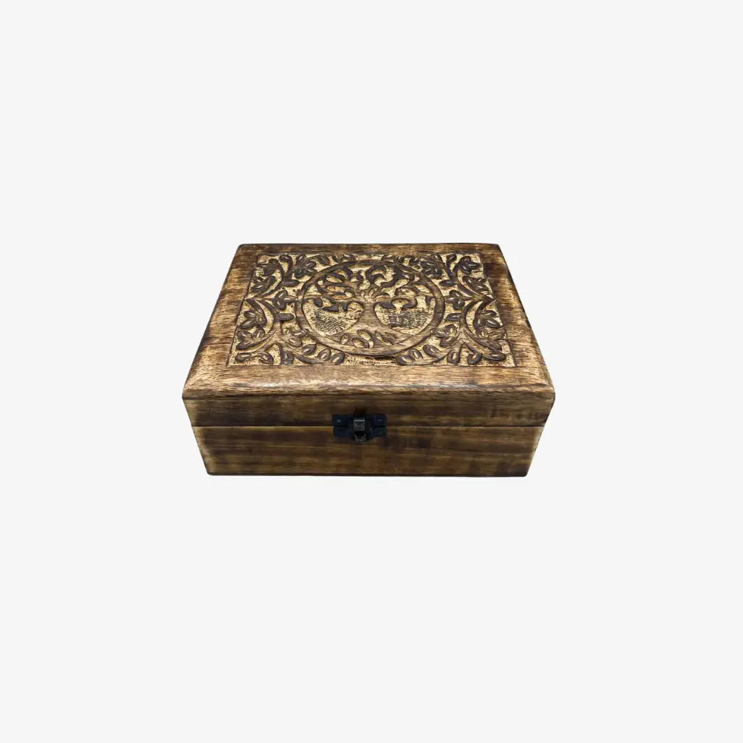 Ξύλινο Κουτί Αποθήκευσης | Χειροποίητο Με Δέντρο Ζωής Phos & Gaia