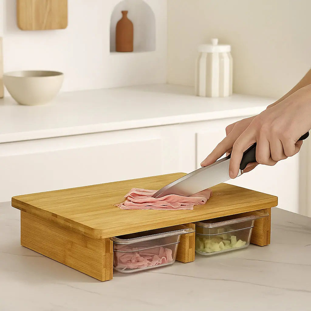 Ξύλο Κοπής | Από Μπαμπού με 2 Δοχεία Συλλογής Phos & Gaia