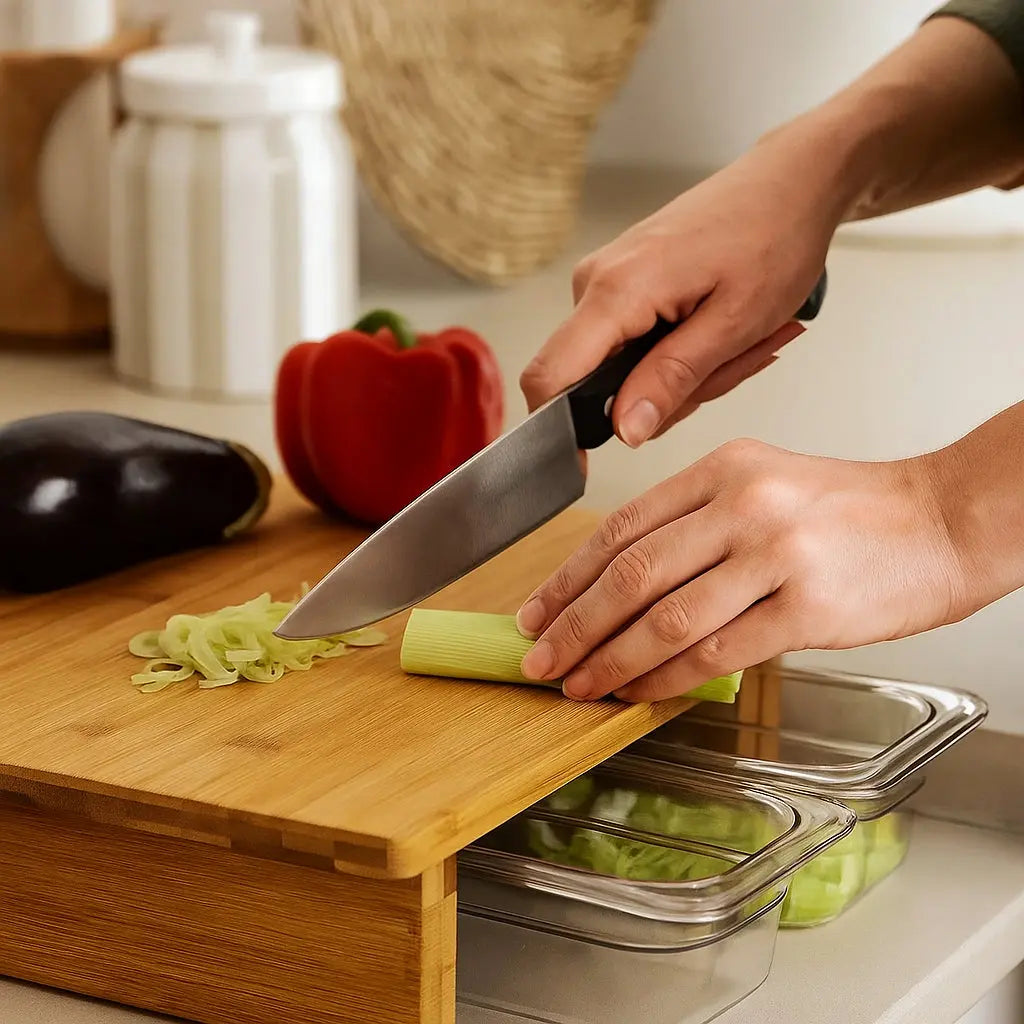 Ξύλο Κοπής | Από Μπαμπού με 2 Δοχεία Συλλογής Phos & Gaia