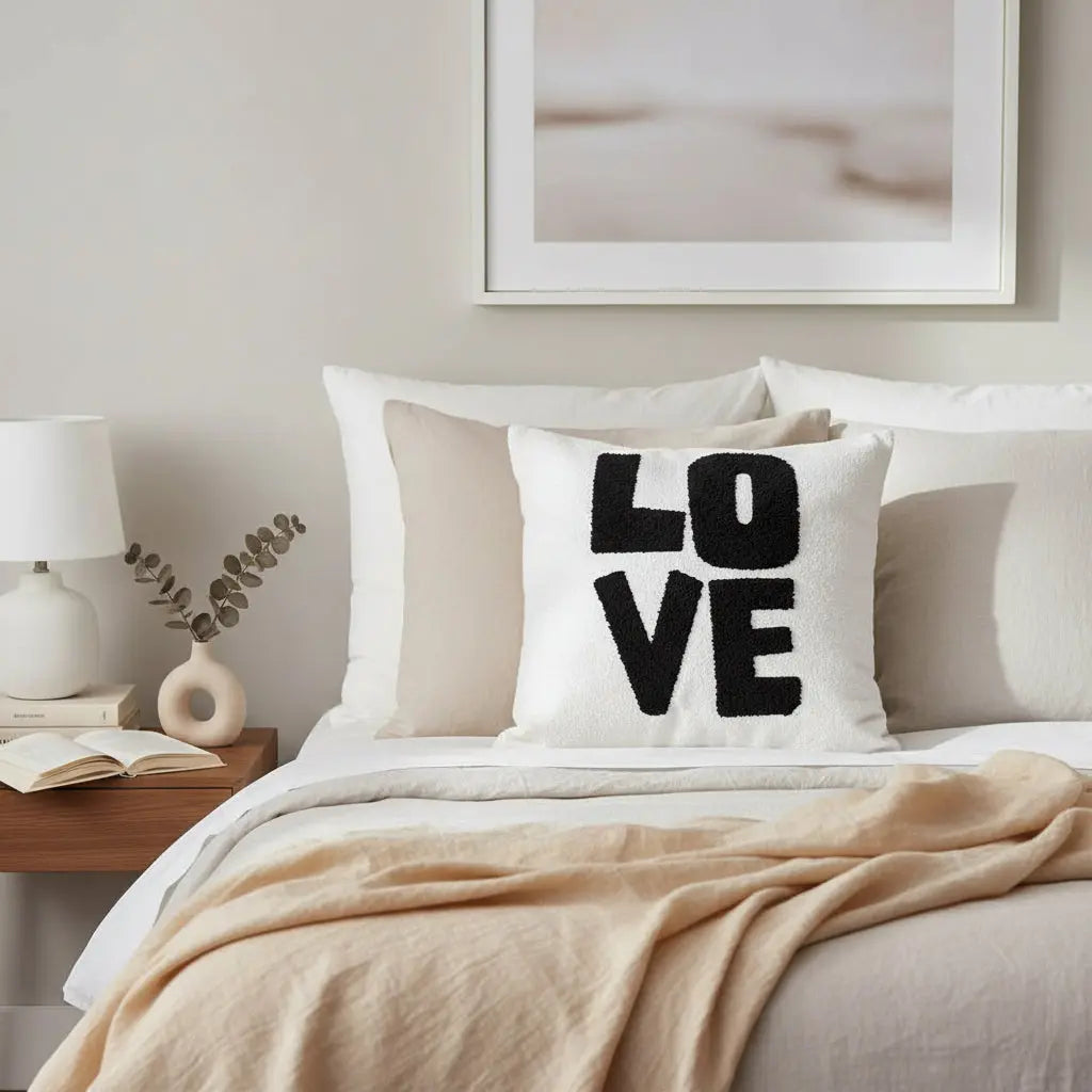 Μαξιλάρι Love 40x40 | Με Κεντητή Υφή & Φυσικό Ύφασμα Phos & Gaia