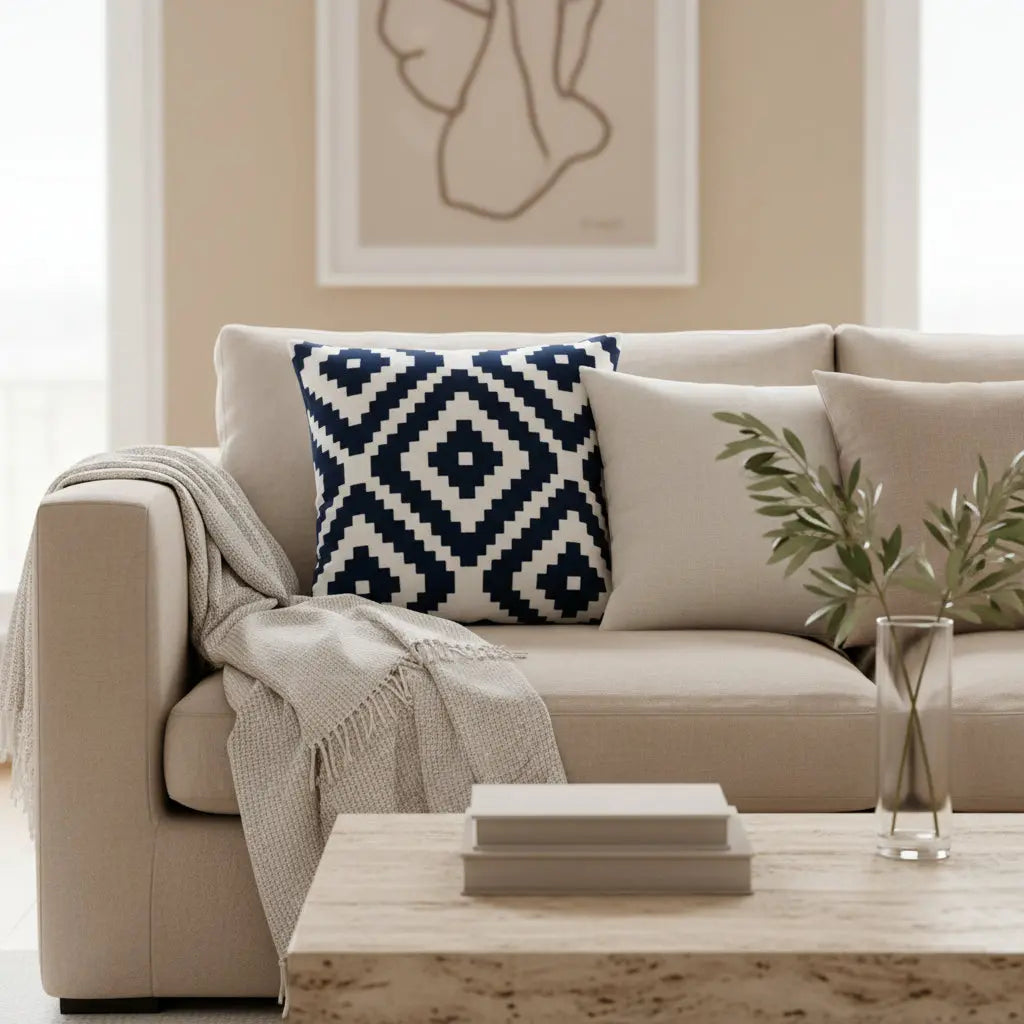 Μαξιλάρι Rhodes 50x50 | Με Γεωμετρικό Ανάγλυφο Μοτίβο Phos & Gaia