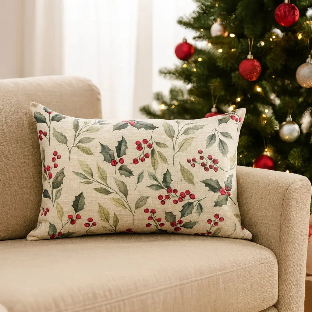 Λεπτομέρεια απαλής υφής στη μαξιλαροθήκη Belum Christmas - Phos & Gaia