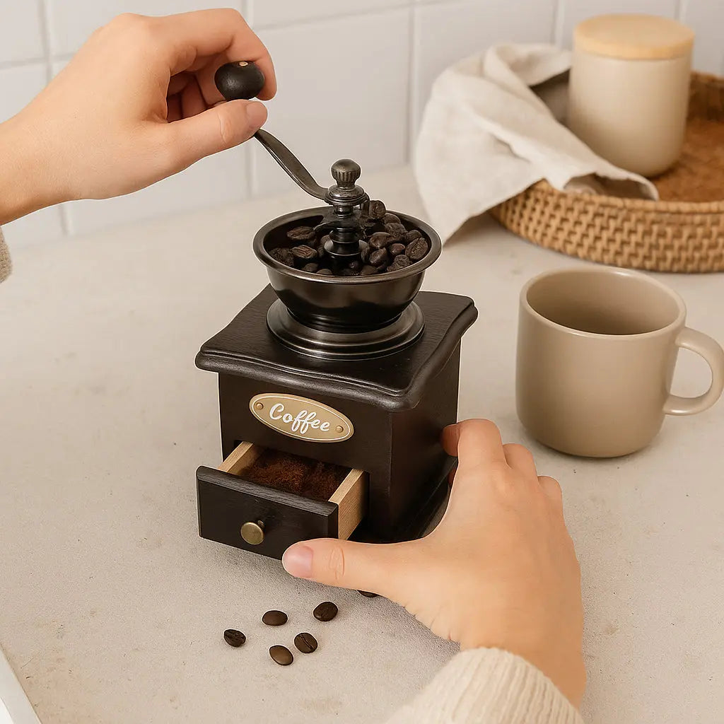 Χειροκίνητος Μύλος Καφέ | Ξύλινος με Μεταλλικό Μηχανισμό Phos & Gaia