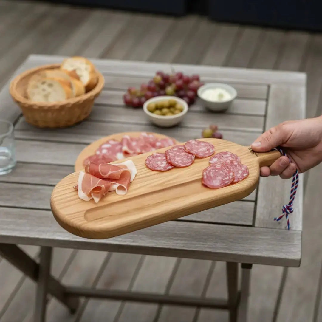 Ξύλινη Πιατέλα Αλλαντικών | Από Γαλλική Δρυ με Λαβή (Χωρίς Μαχαίρι) Phos & Gaia