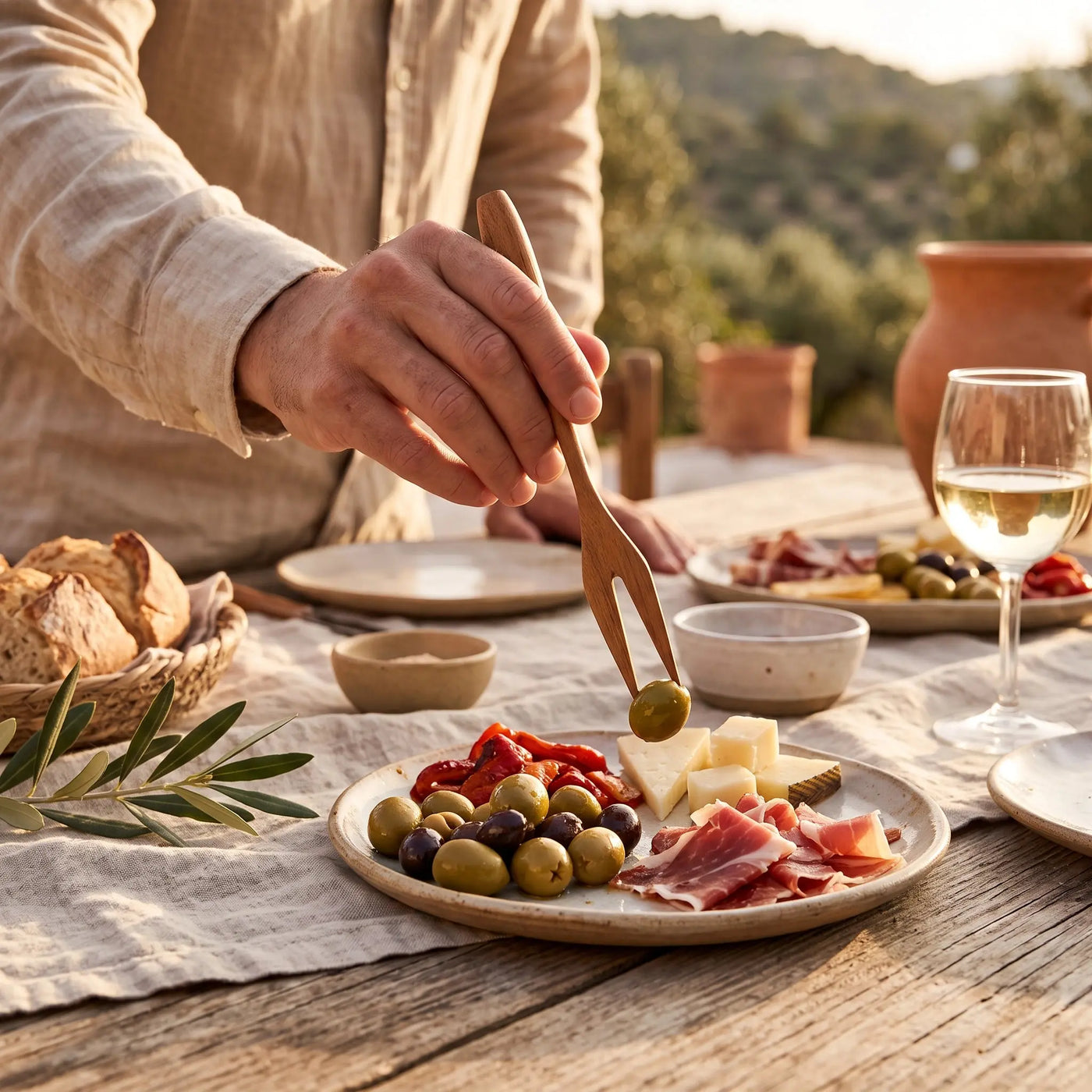Πιρουνάκι Tapas | Από Μασίφ Ξύλο Τικ με Διχαλωτή Μύτη Phos & Gaia