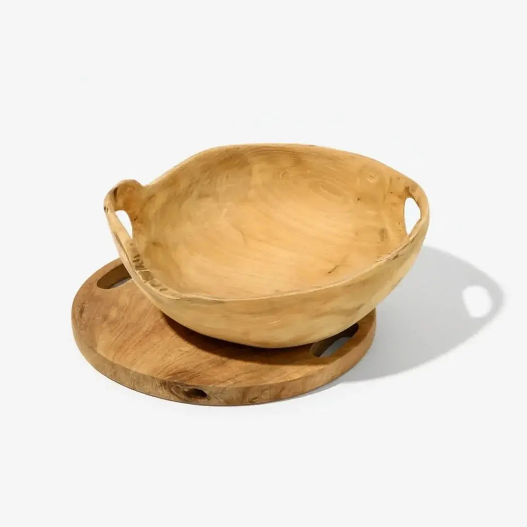 Σετ σερβιρίσματος από μασίφ ξύλο τικ με rustic αισθητική - Phos & Gaia