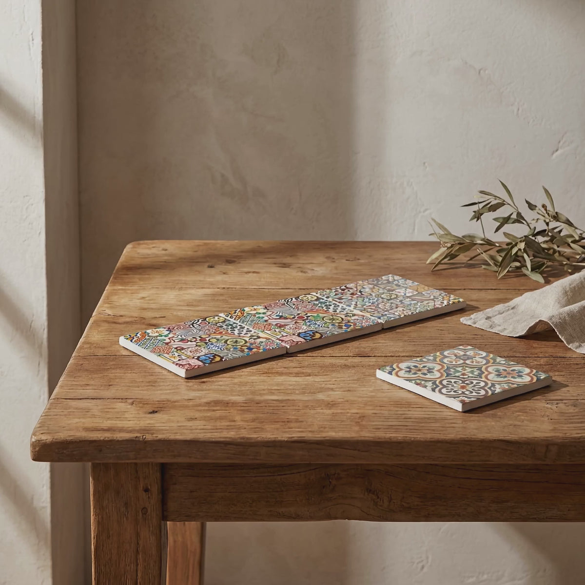 Σετ Σουβέρ Tiles | Διπλής Όψης με Μεσογειακά Μοτίβα (6 τμχ)