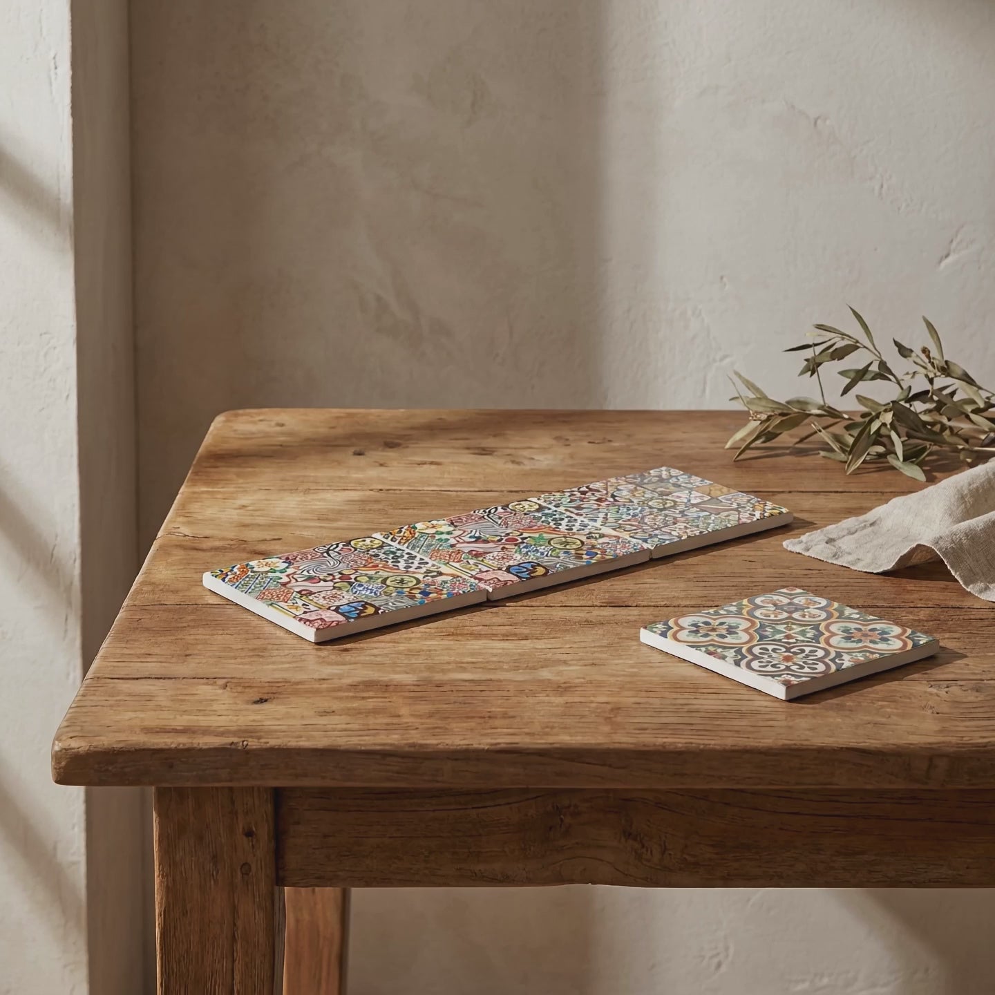 Σετ Σουβέρ Tiles | Διπλής Όψης με Μεσογειακά Μοτίβα (6 τμχ)