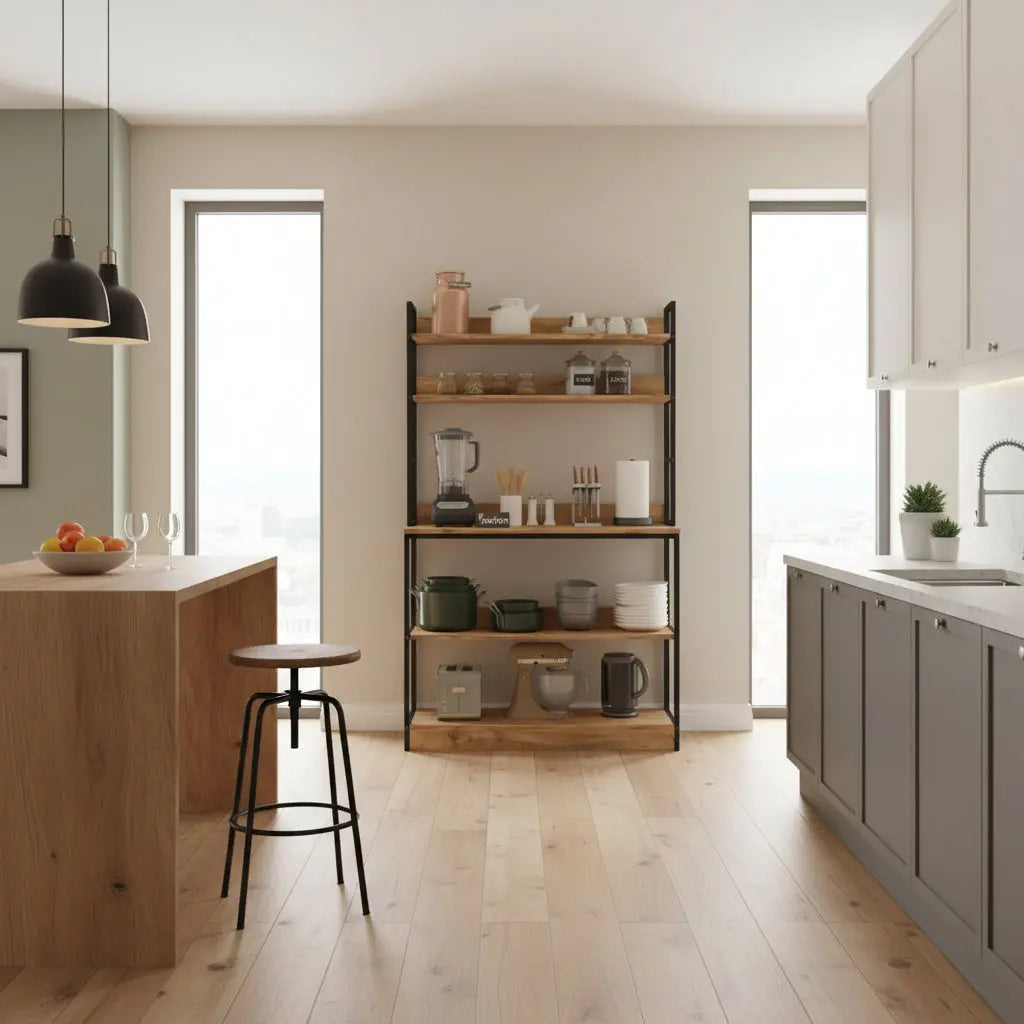 Ραφιέρα Κουζίνας | Με Ξύλινα Ράφια & Μεταλλικό Σκελετό Phos & Gaia