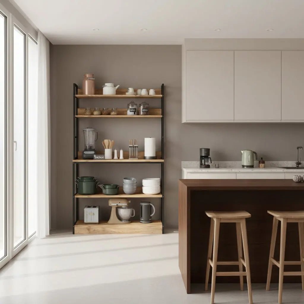 Ραφιέρα Κουζίνας | Με Ξύλινα Ράφια & Μεταλλικό Σκελετό Phos & Gaia