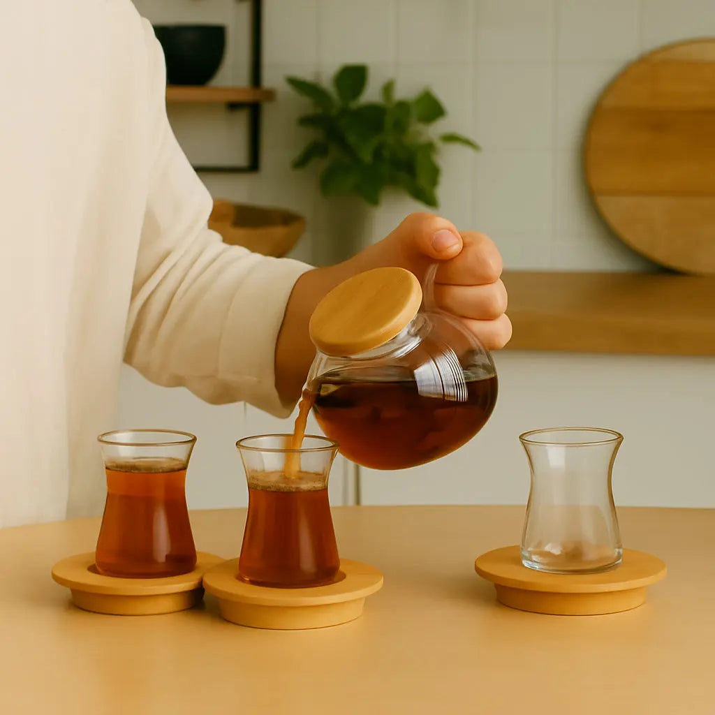 Σετ Φλιτζάνια Τσαγιού | Με Ξύλινα Πιατάκια (6 τμχ) Phos & Gaia