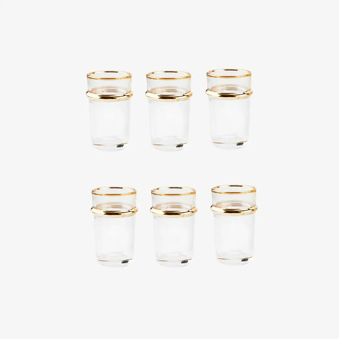 Σετ Ποτηράκια Τσαγιού | Γυάλινα με Χρυσή Λεπτομέρεια (6 τμχ) Phos & Gaia