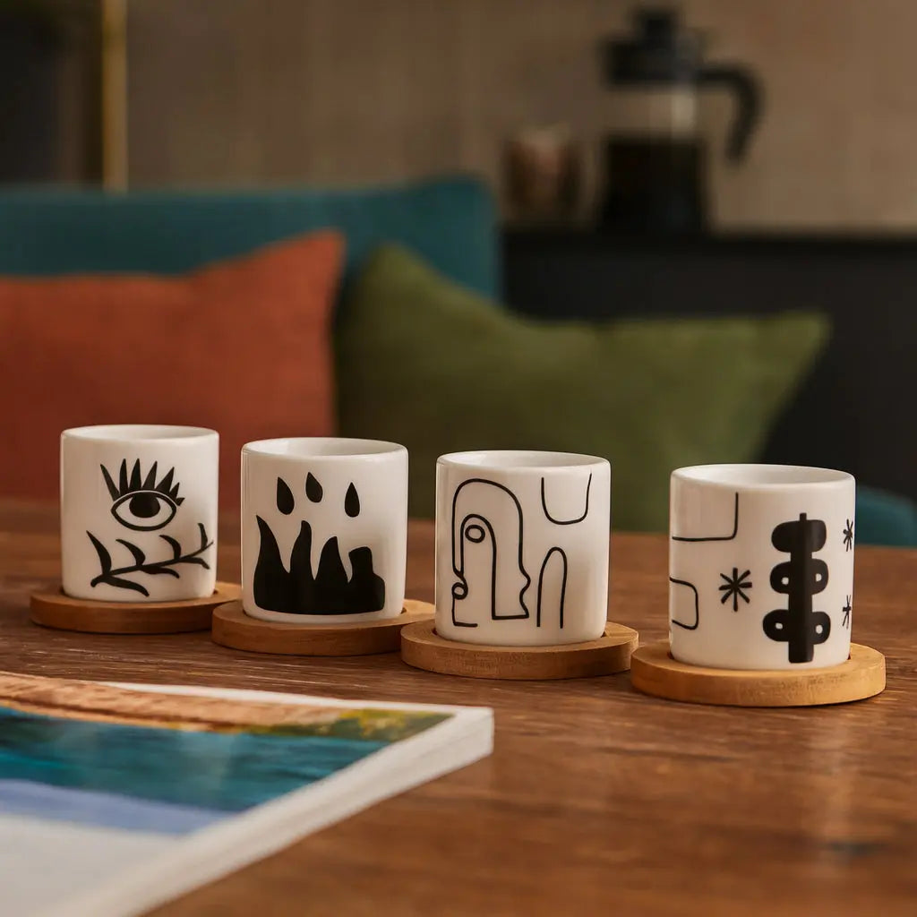 Σετ Κούπες Espresso | Με Μπαμπού Πιατάκι (4 τμχ) Phos & Gaia