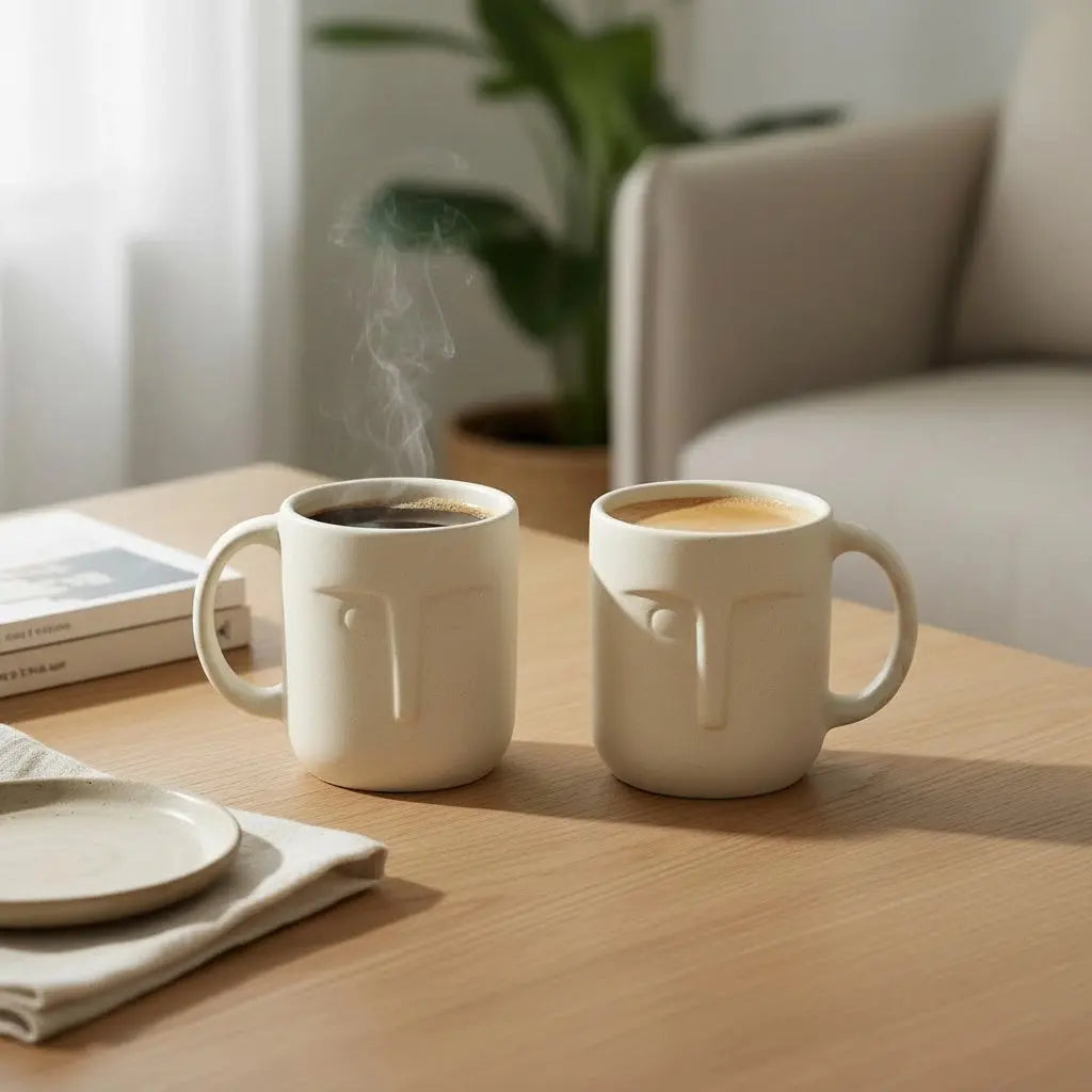 Σετ Κούπες Moai | Κεραμικές με Γλυπτικό Σχεδιασμό (2 τμχ) Phos & Gaia