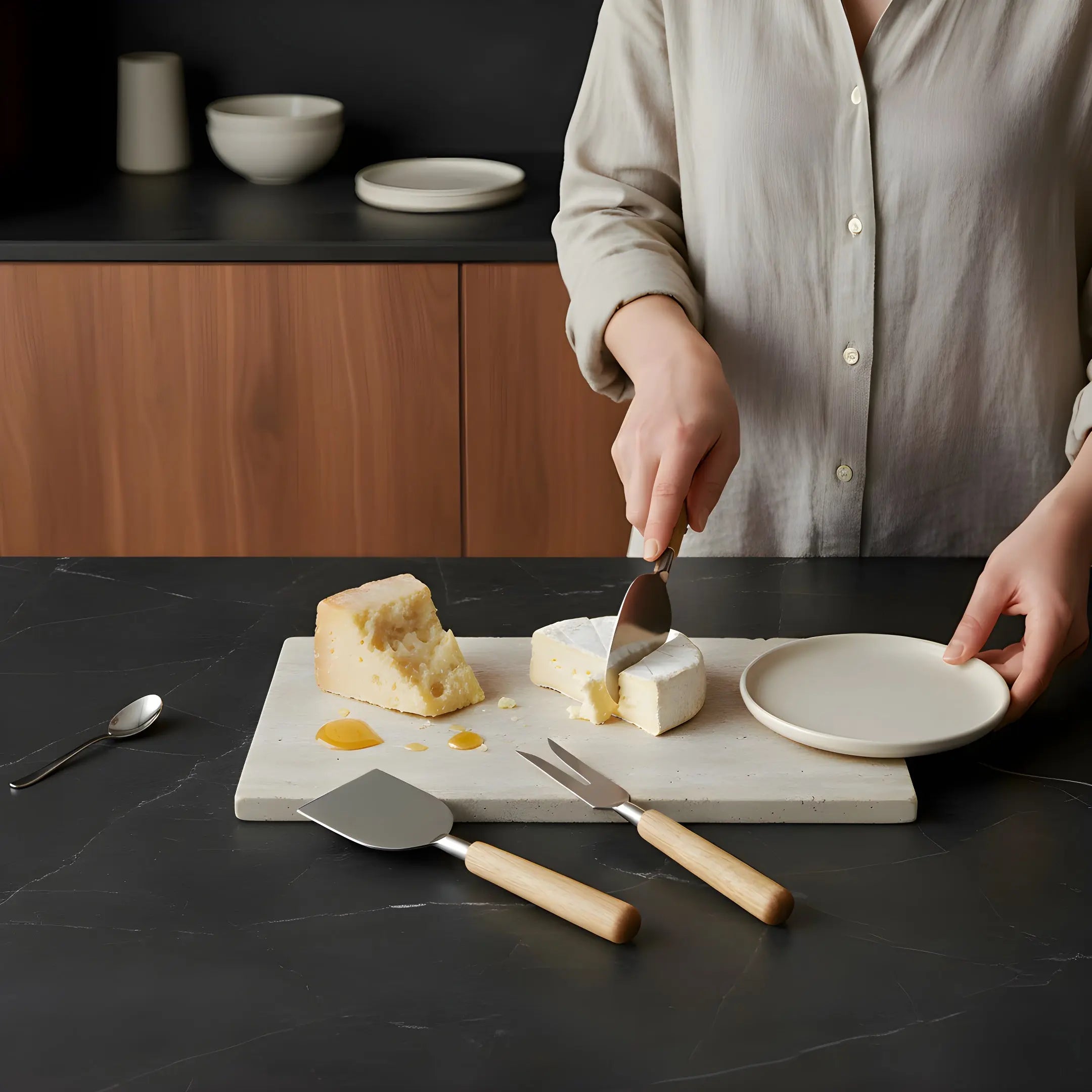 Σετ Μαχαίρια Τυριού NICO | Από Ξύλο Μάνγκο & Ατσάλι (3 τμχ) Phos & Gaia