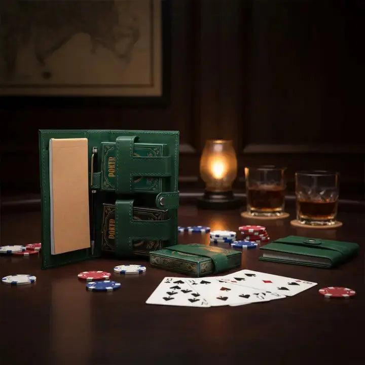 Σετ Πόκερ | Με 2 Τράπουλες Σε Δερμάτινη Θήκη Phos & Gaia