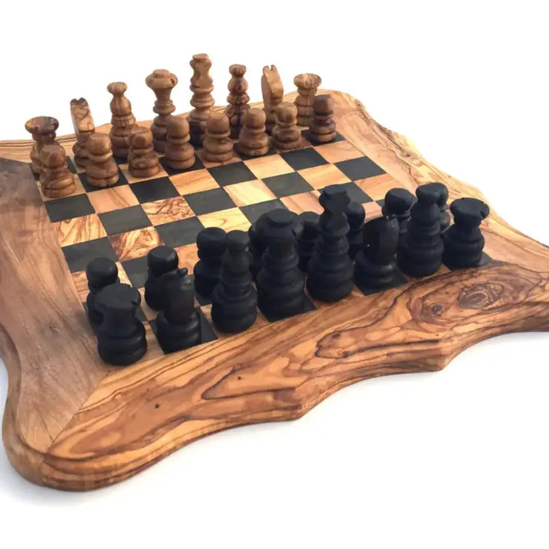 Σετ Σκάκι | Χειροποίητο Από Φυσικό Ξύλο Ελιάς Phos & Gaia