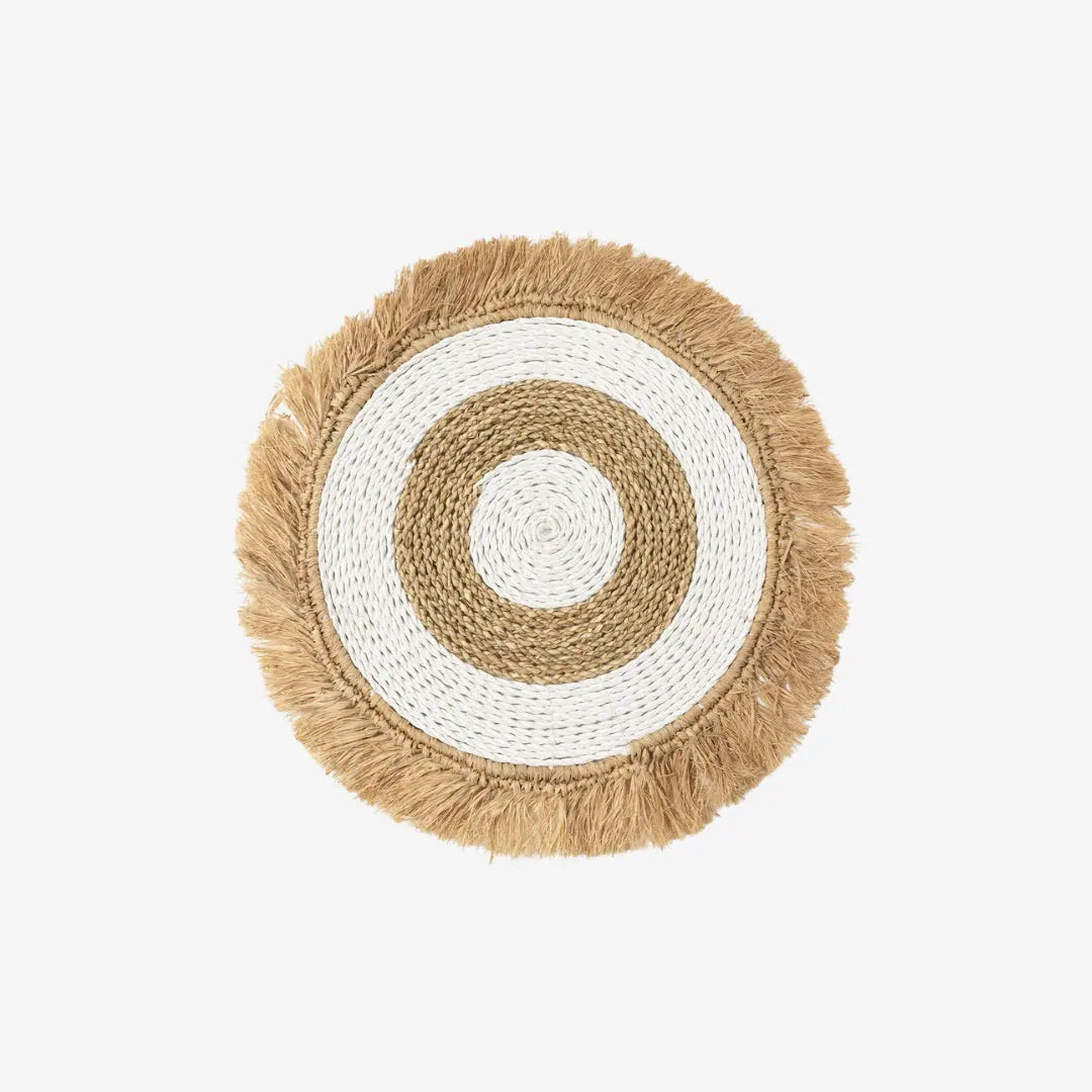 Χειροποίητο σουπλά Seagrass Raffia με φυσική πλέξη και κρόσσια - Phos & Gaia