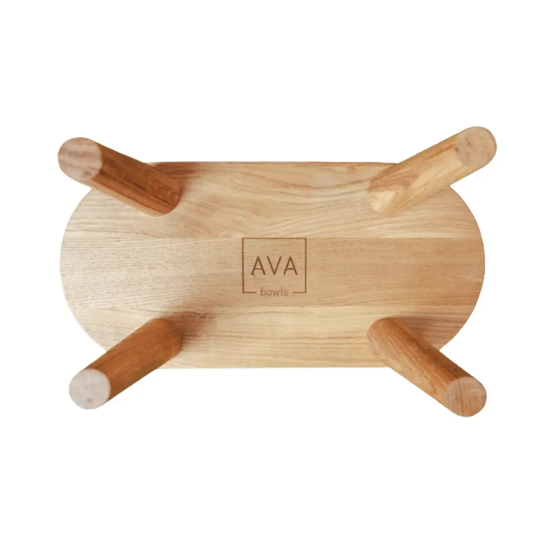 Βάση Μπολ Κατοικιδίου Ava | Από Δρυ με Ανυψωμένο Σχεδιασμό Phos & Gaia