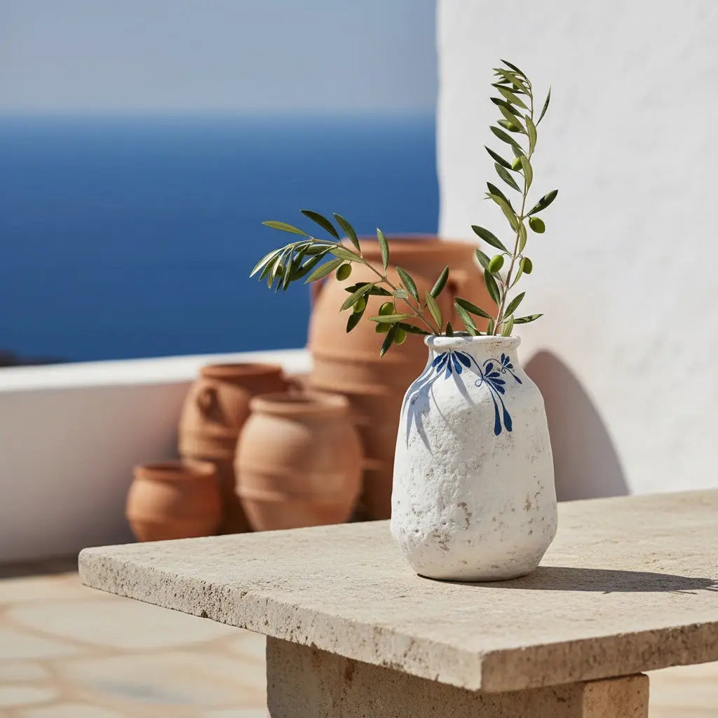 Βάζο ANGUS | Χειροποίητο Με Ζωγραφιστό Μοτίβο Phos & Gaia