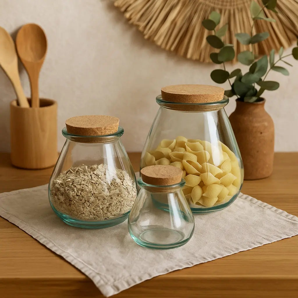 Βάζα Belly σε χρήση με βρώμη και ζυμαρικά σε rustic κουζίνα - Phos & Gaia