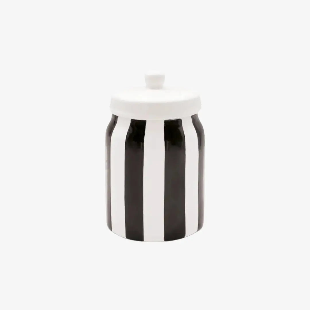 Μαύρο κεραμικό βάζο αποθήκευσης Striped με ριγέ υφή - Phos & Gaia