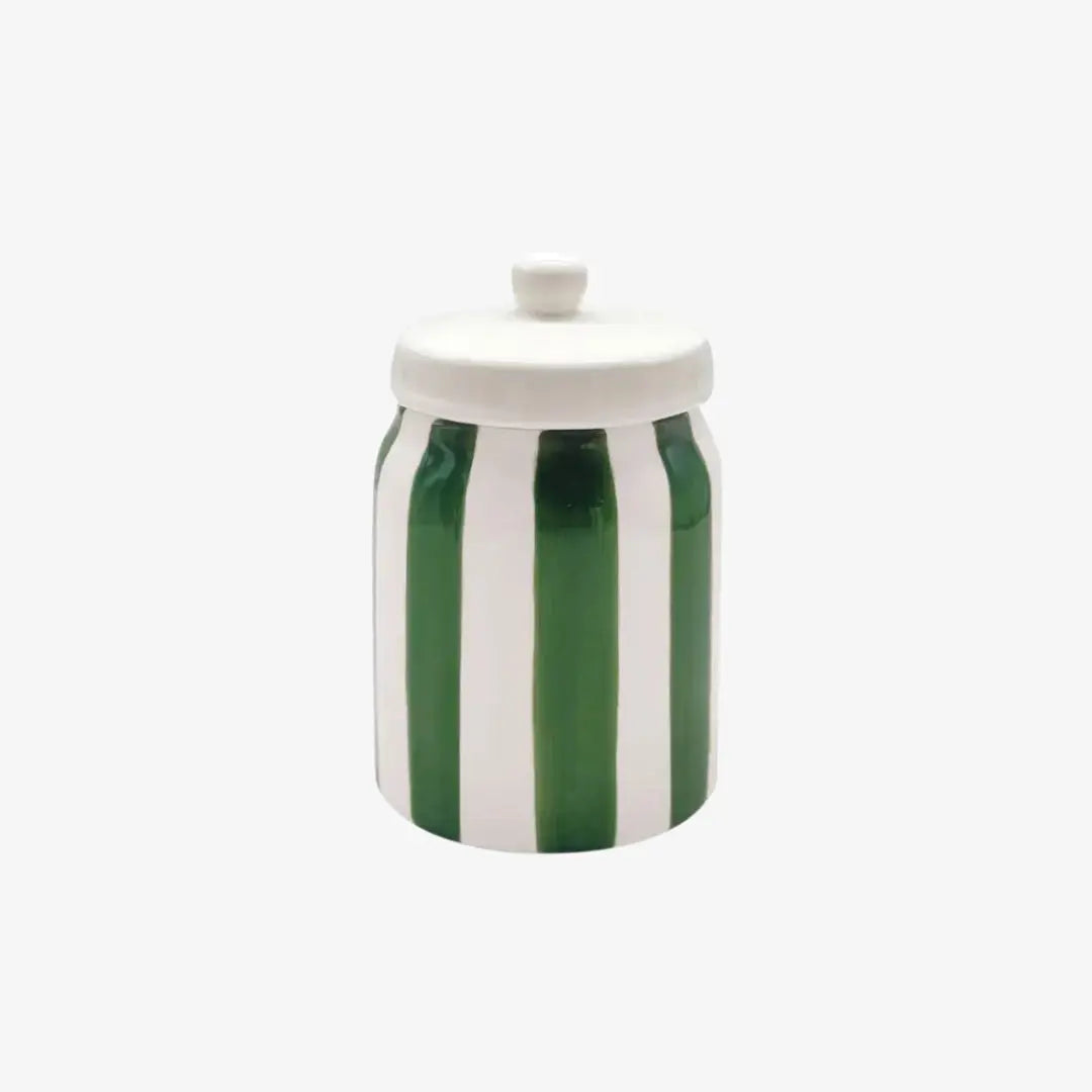 Πράσινο κεραμικό βάζο αποθήκευσης Striped με ριγέ υφή - Phos & Gaia